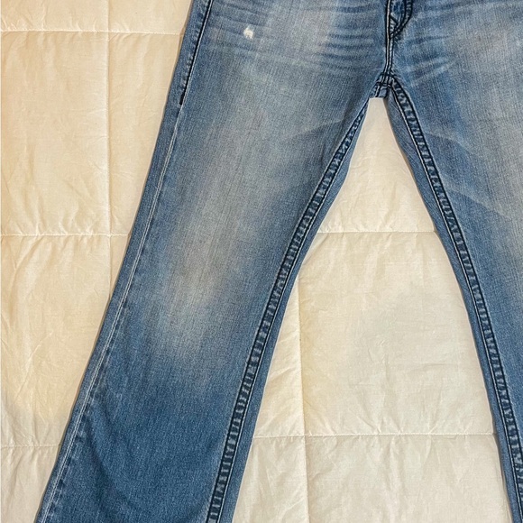 Rare Vintage True Religion Jeans Size 34 Bootcut Thick Blue Distressed Denim - Picture 3 of 11